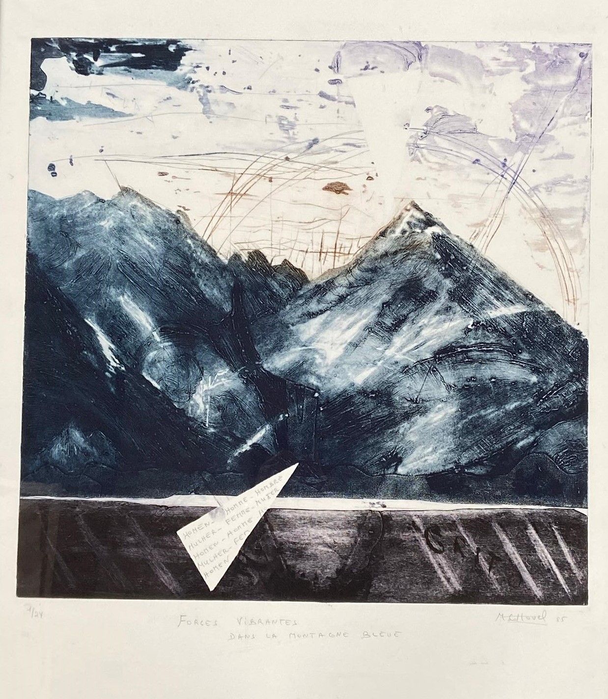 Null 玛丽-热纳维耶夫-哈维尔（Marie-Geneviève HAVEL）(1931-2017)

一套六幅带框版画:

- "蓝山的活力力量"，1985&hellip;