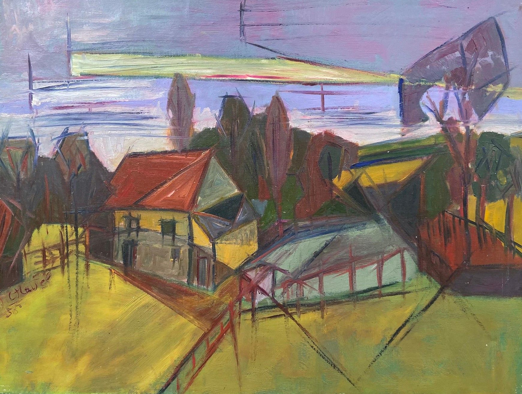 Null 玛丽-热纳维耶夫-哈维尔（Marie-Geneviève HAVEL）(1931-2017)

乡村别墅，1956年

布面油画，左下方有签名和日期。&hellip;