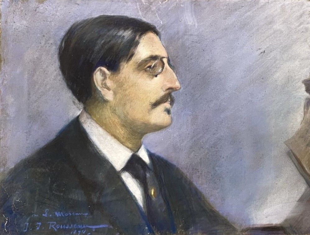 Null J. J. ROUSSEAU

一个男人的侧面肖像

布面粉彩，左下方有J.J. Rousseau的签名，并献给E.莫罗，日期为1894年。

46 &hellip;
