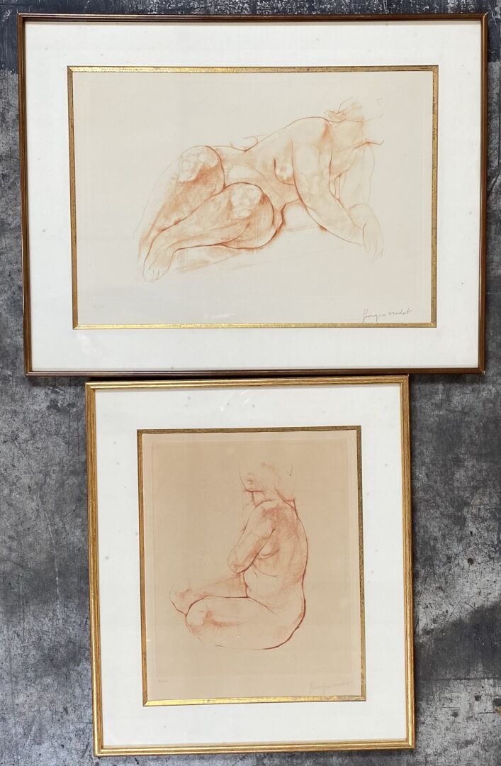 Null Georges OUDOT (1928-2004)

两幅石版画:

- 躺着的裸体女人

石版画，右下方有签名，编号为52/100。

37 x 5&hellip;