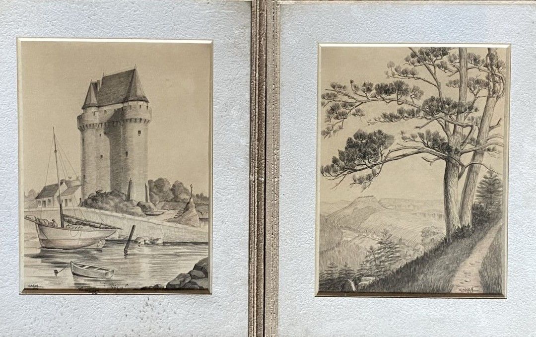 Null Ecole moderne - Cahon 

Paysages 

Deux dessins au crayon, signés en bas à &hellip;