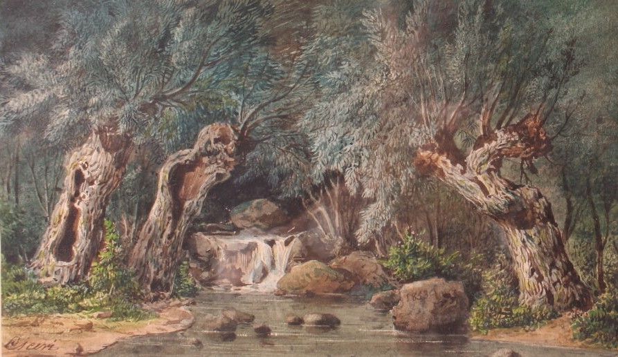 Null 欧仁-科凯里(Eugène CICÉRI) (1813-1890)

森林中的河流

水彩和水粉画，左下角有签名，风景中的日期为1853年。 

11&hellip;