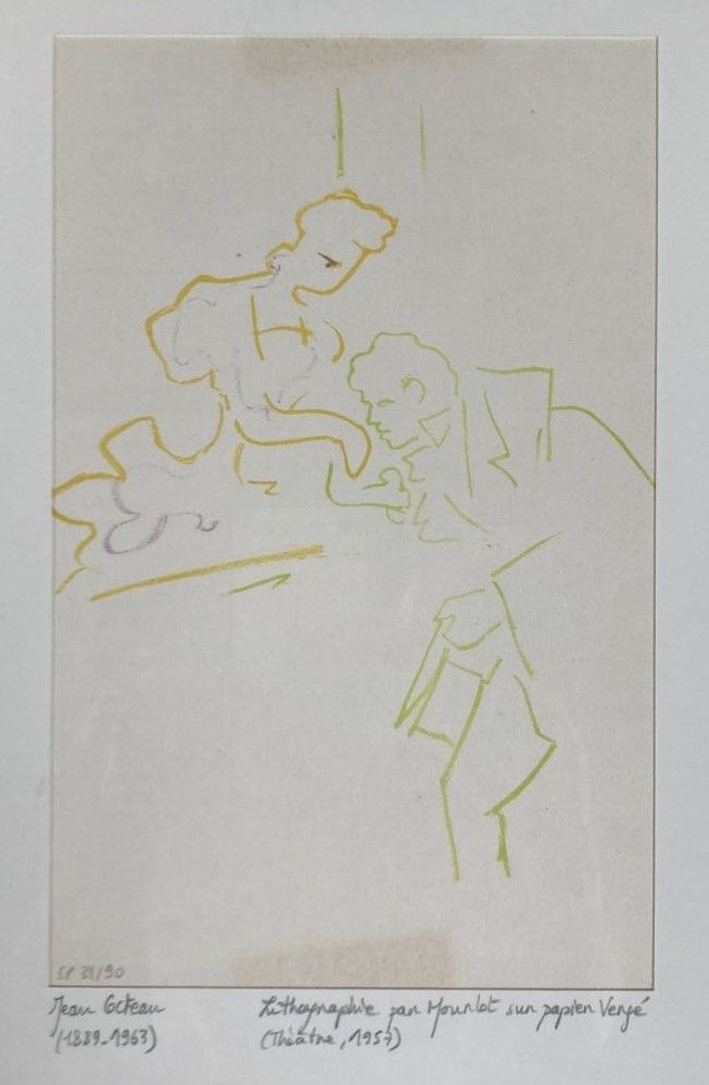 Null 让-科克托(Jean COCTEAU) (1889-1963)

吻

剧院, 1957年

Mourlot在Vergé纸上的石版画。左下角有铅笔注解&hellip;