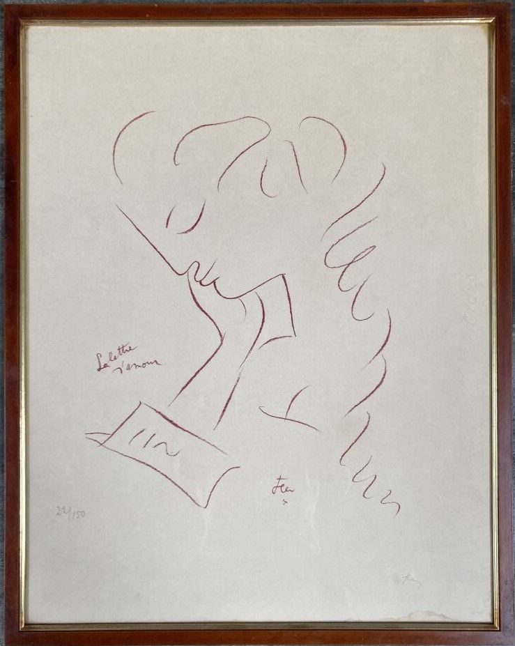 Null 让-科克托(Jean COCTEAU) (1889-1963)

情书

拱门纸上的石版画，版上有签名和标题。左下方编号为22/150，右下方有签名痕&hellip;