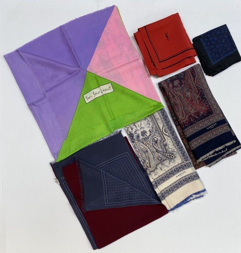 Null YVES SAINT LAURENT, LANVIN and others

Set of silk and cotton scarves.