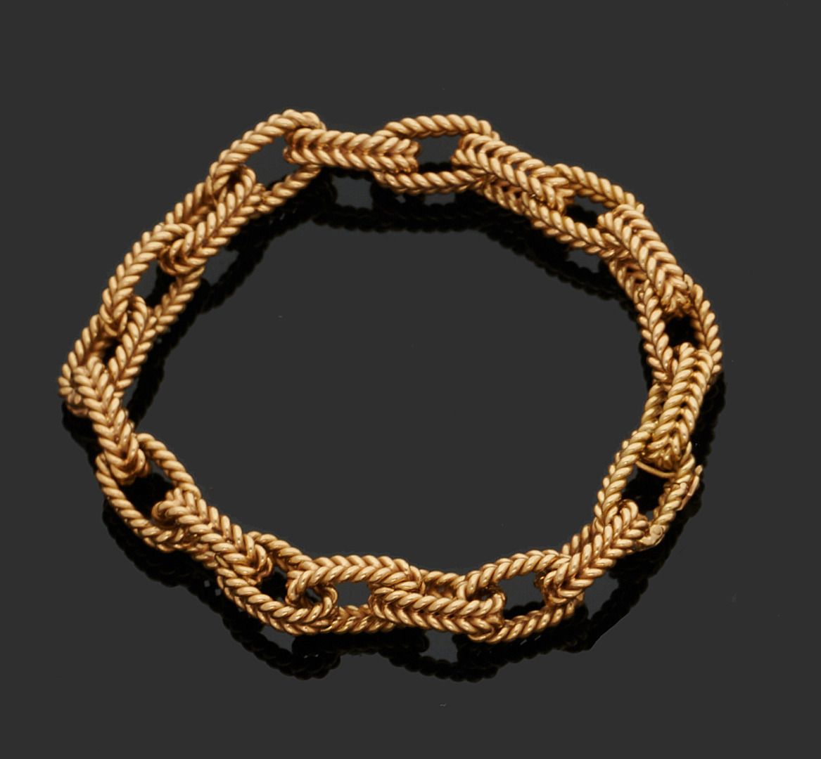 Null 黄金75万分之一的手镯，椭圆形的编织链接。
长度：22.5厘米左右
毛重 : 65,7 g