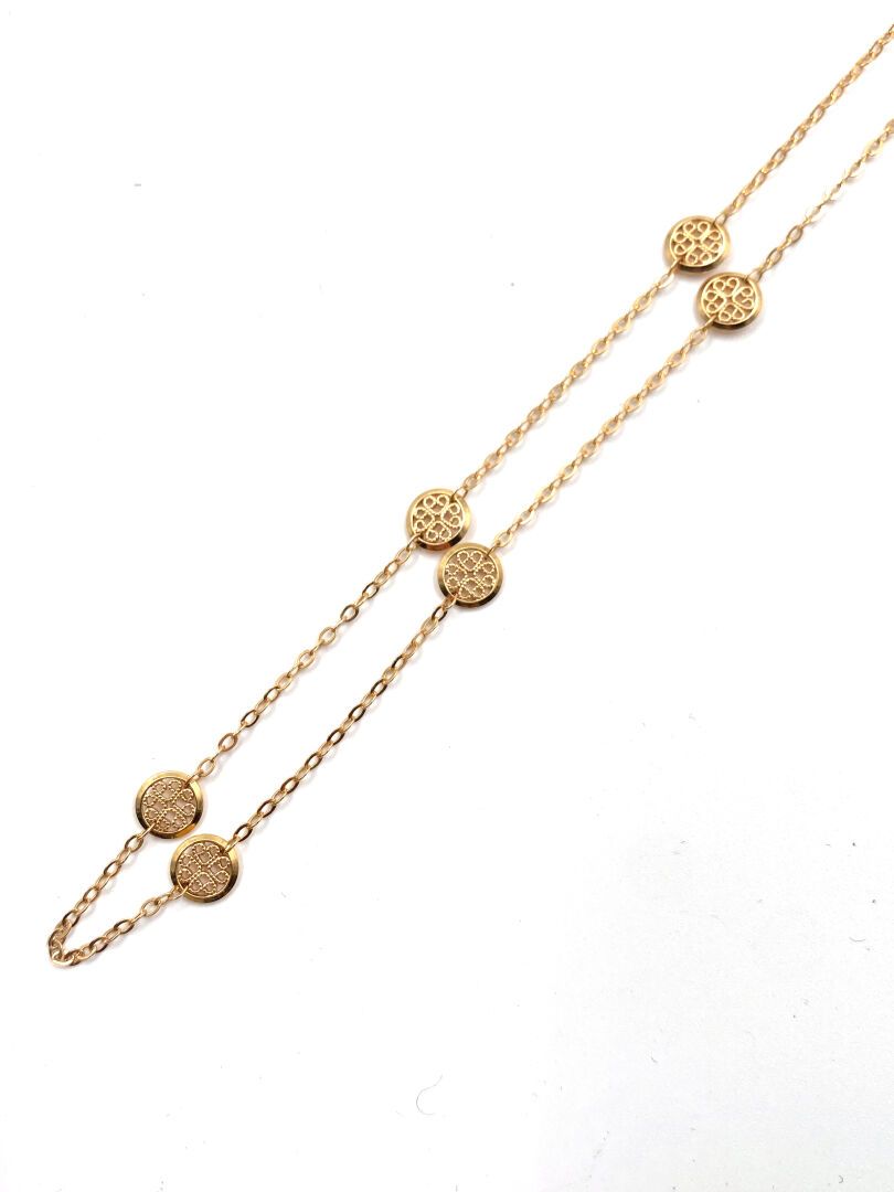 Null NECKLACE articulated in yellow gold 750 thousandths, decorated with round f&hellip;
