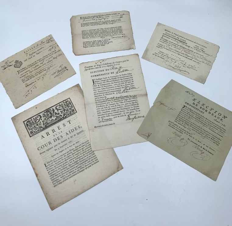 Null ANCIEN REGIME - TAXATION
Set of 5 documents partly printed, Montpellier, Pa&hellip;