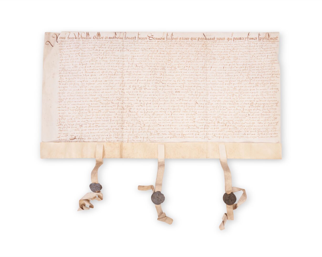 Null 符号学 - Hainaut
孟斯的资产阶级 "Jacques Desmuy "的继承，1580年在孟斯写的羊皮纸契约。长方形对开本1页（54.8 x &hellip;