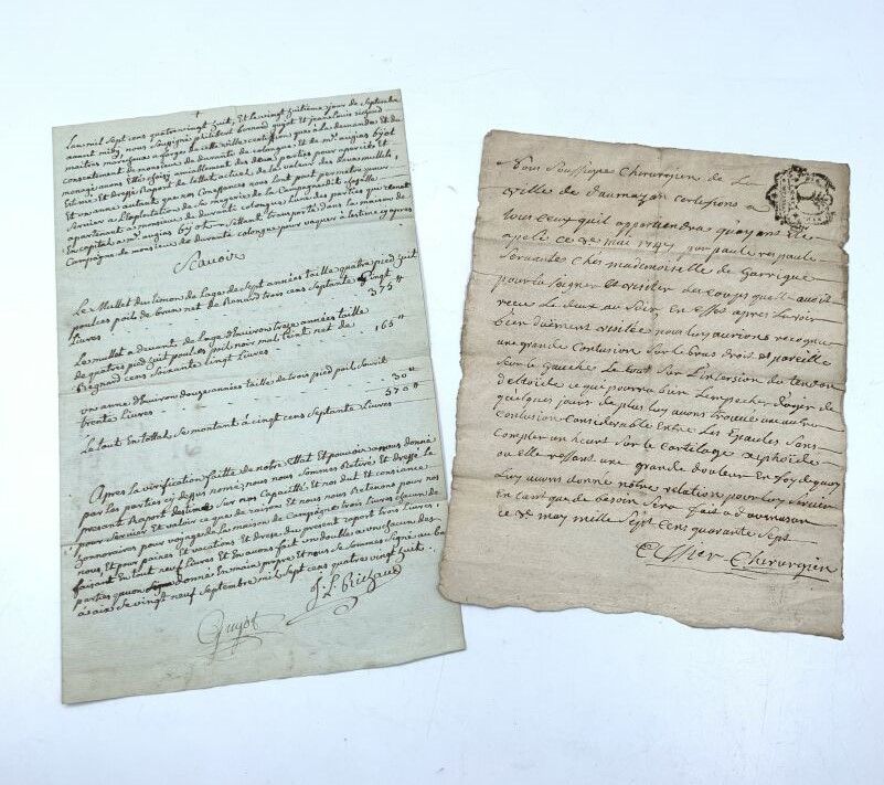 Null 档案第十八期
一套17份文件，日期从1707年到1788年，纸质。各种格式，地址。 
有趣的一套混合销售契约，一份医疗证明，通信。