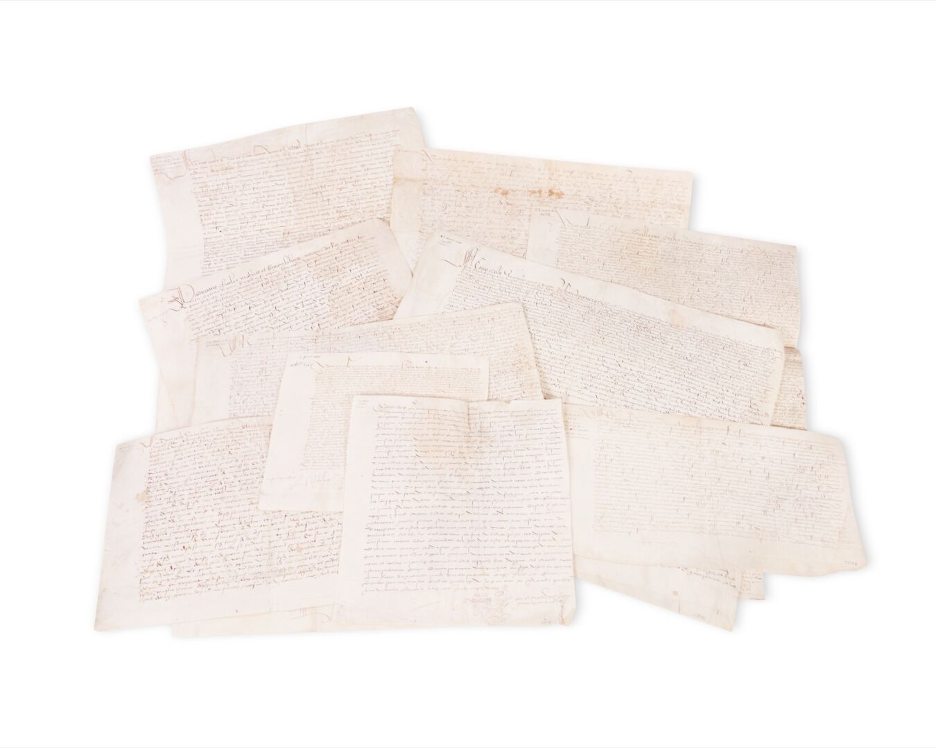 Null ARCHIV XVI.
Bedeutende Sammlung von 12 großen Dokumenten auf Pergament, dat&hellip;