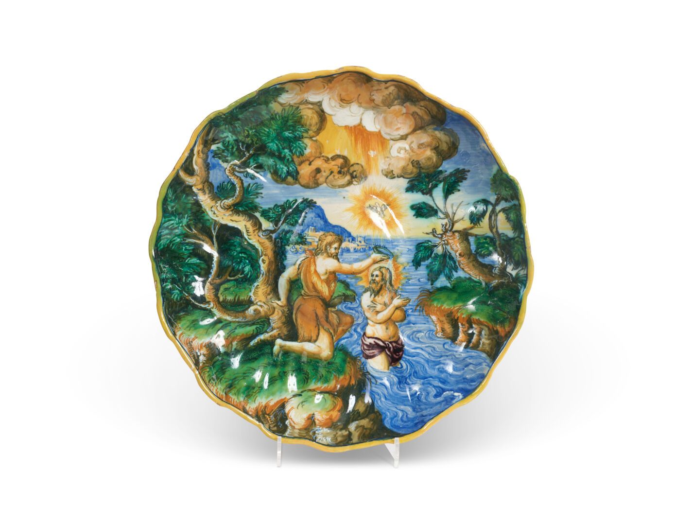 Null Urbino
Coppa in maiolica crespina con decorazione policroma del Battesimo d&hellip;