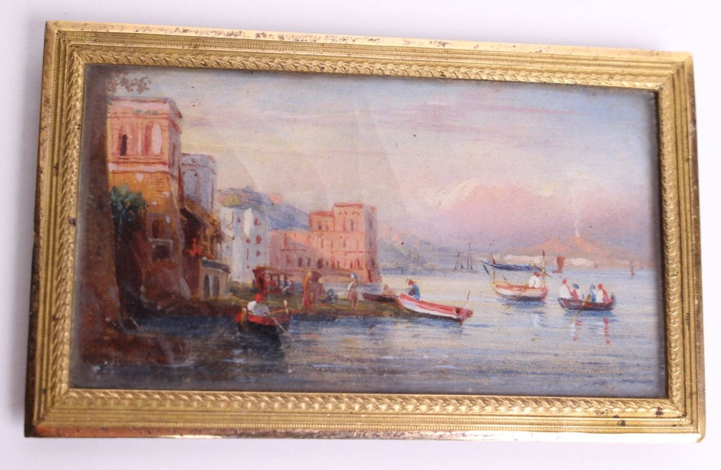 Null École italienne du XIXe siècle 
L'arrivée des pêcheurs
Gouache miniature su&hellip;