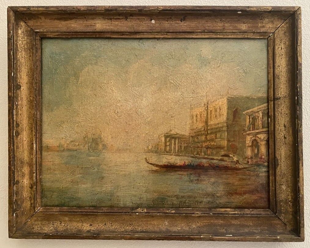 Null École italienne du XIXe siècle 
Vue de Venise 
Huile sur panneau. 
26,5 x 3&hellip;
