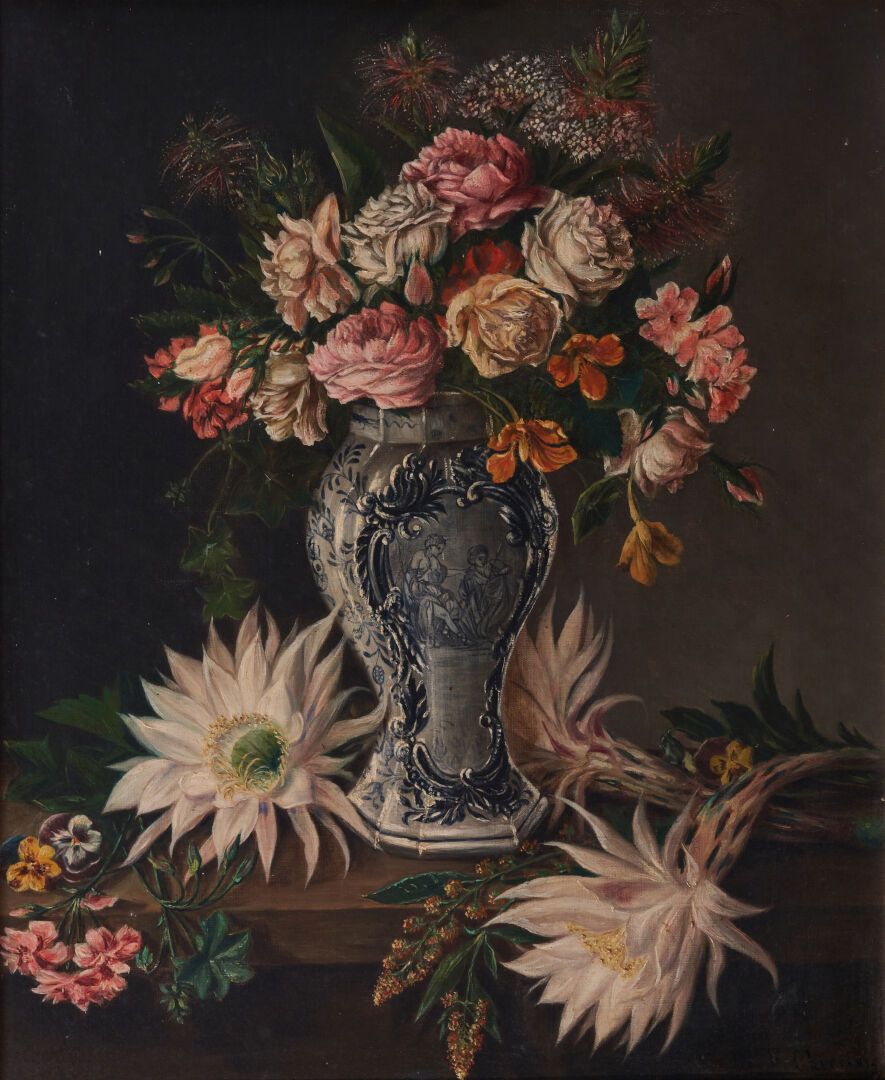 Null 弗朗索瓦-克鲁奇亚尼(XIX-XX世纪)

夹板上的花瓶

布面油画，右下方有签名。

55 x 46 厘米