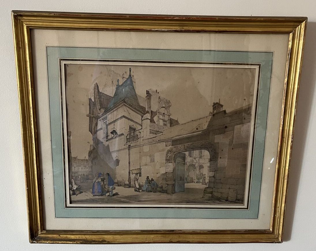 Null 19世纪的法国学校

德切尼酒店

纸上水彩和水粉画。

27,5 x 35 cm

(雀斑、污点）。