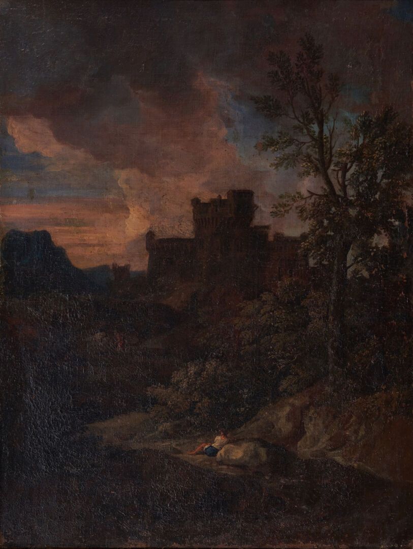 Null Gefolgsmann von Gaspard DUGHET (1615-1675) 

Blick auf ein Schloss

Öl auf &hellip;