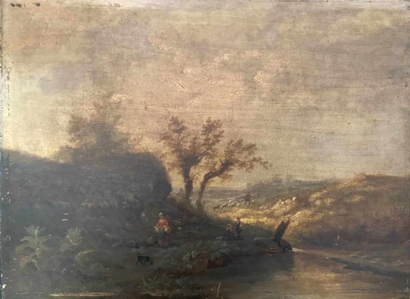 Null Joseph DUCKORT, 19th century

Animated river bank. 

Oil on panel, signed a&hellip;