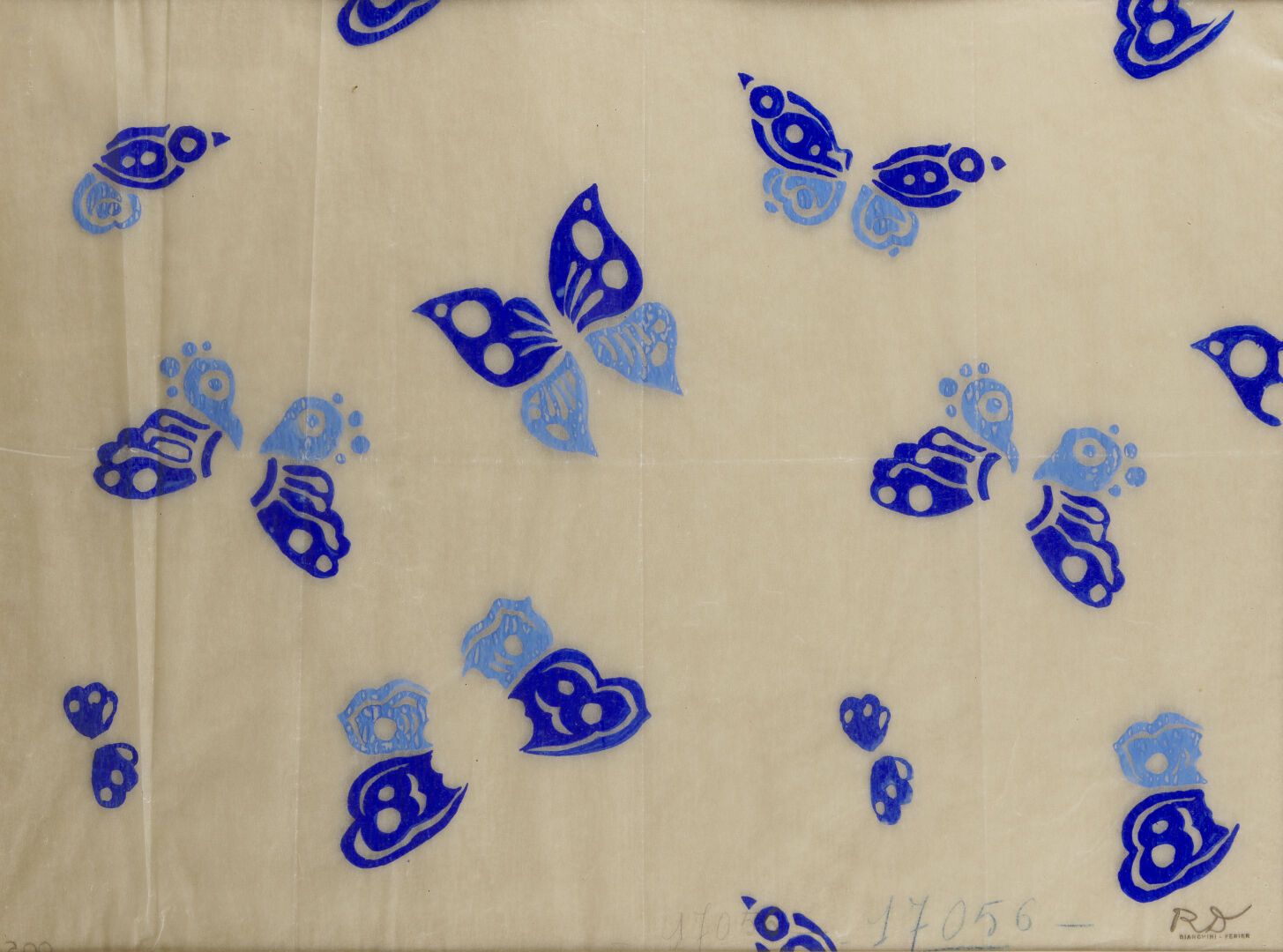 Null 拉乌尔-杜菲 (1877 - 1953)

蝴蝶

描图纸上的水粉模版，盖有R.D Bianchini-Ferier的印章，右下方有17056的编号
&hellip;