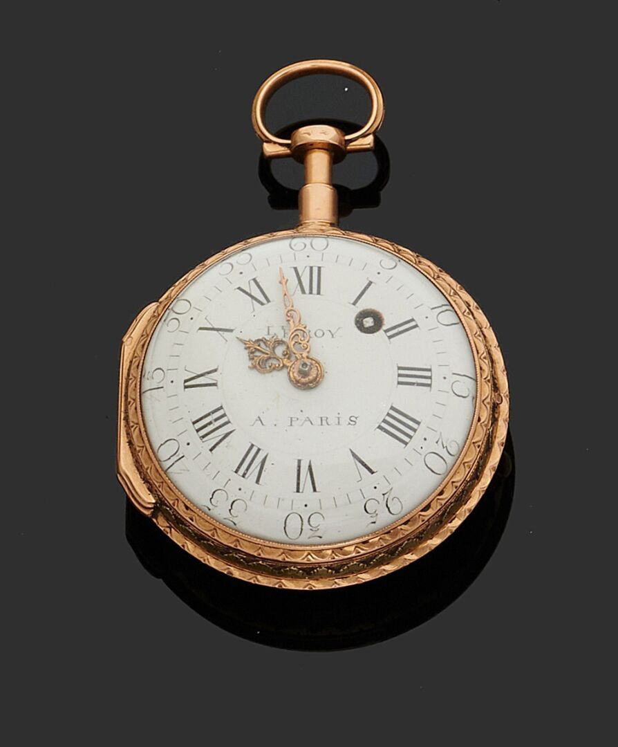 Null Pocket watch in gold 750 thousandth of several tones, the bottom engraved w&hellip;
