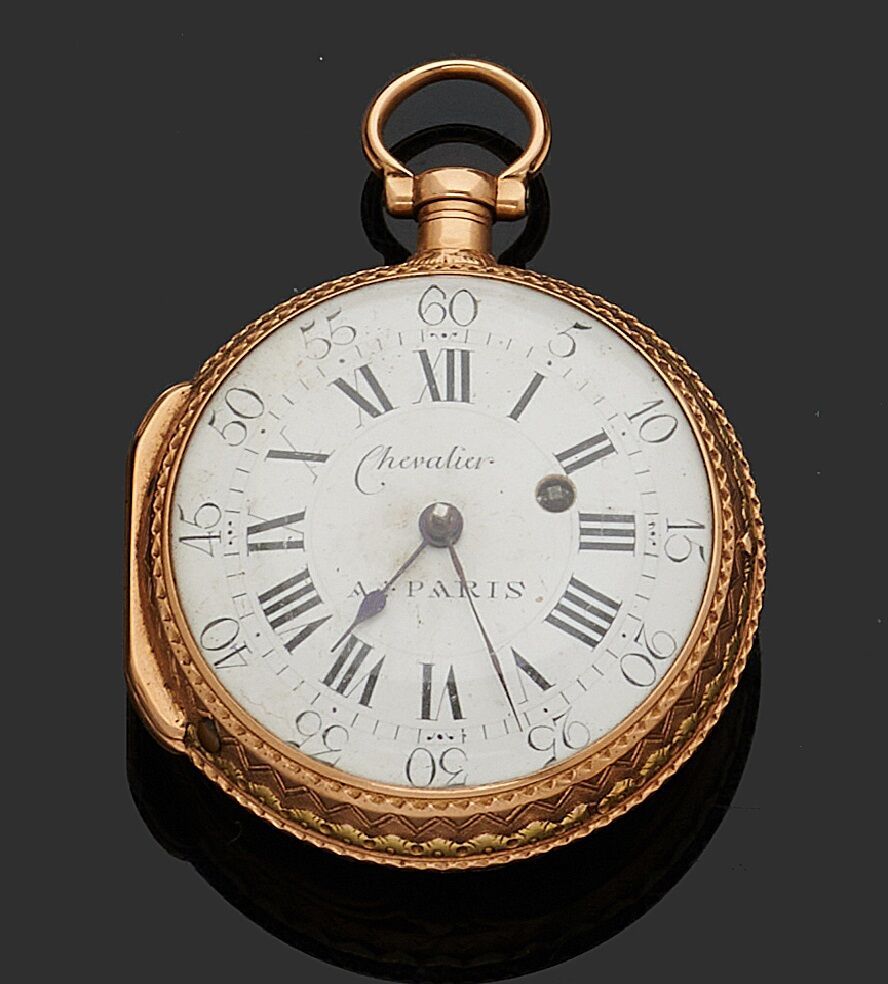 Null Pocket watch in gold 750 thousandths of several tones, the engraved bottom &hellip;