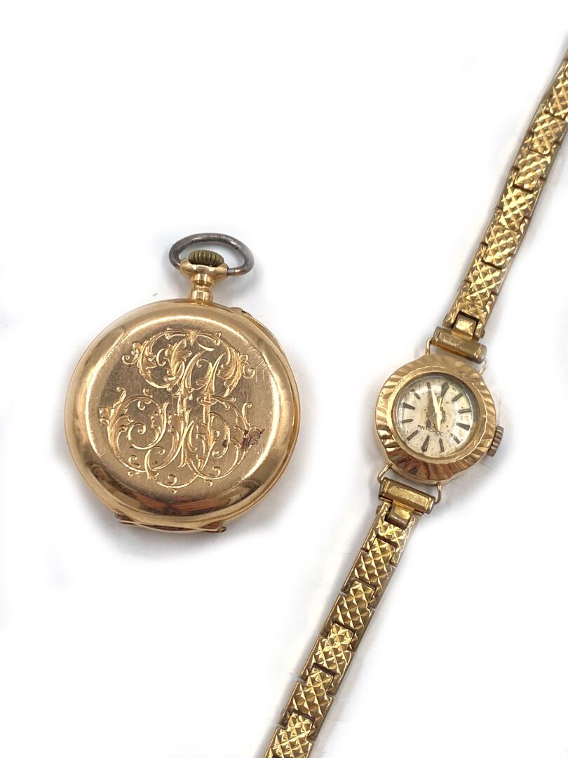 Null LOT en or jaune 750 millièmes et métal comprenant une partie de montre de d&hellip;
