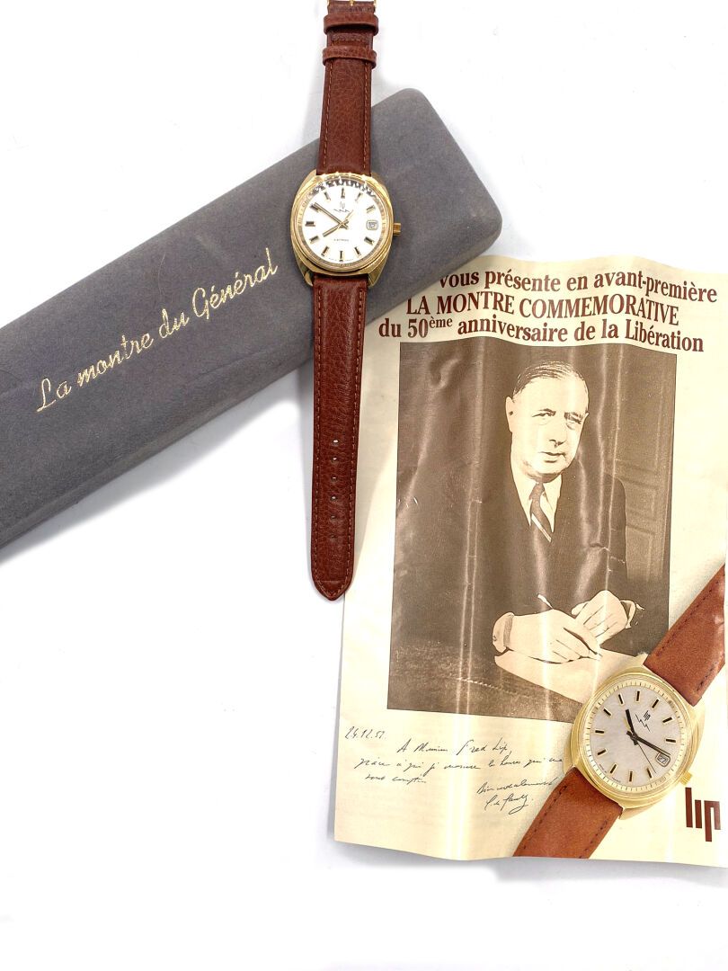 Null LIP
"Watch of General De Gaulle
No. 00295 A
Steel and gilt metal wristwatch&hellip;