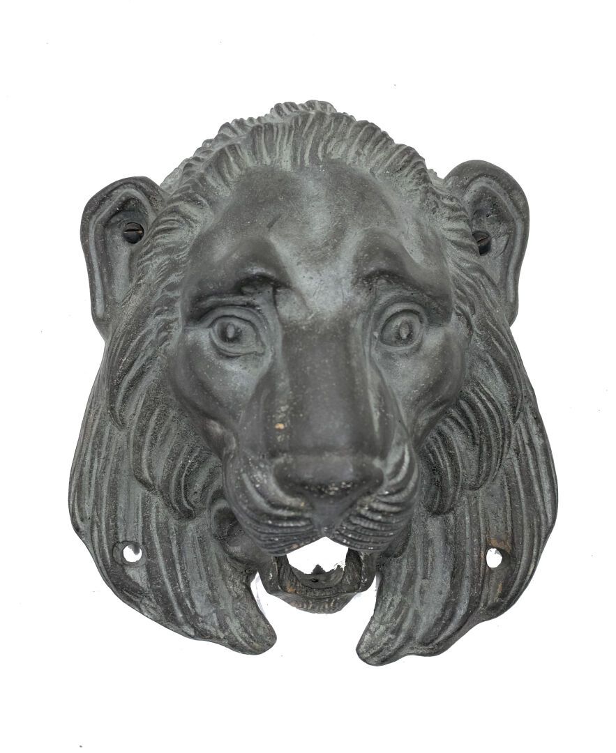 Null Bouche de fontaine en bronze à patine brune représentant une tête de lion.
&hellip;
