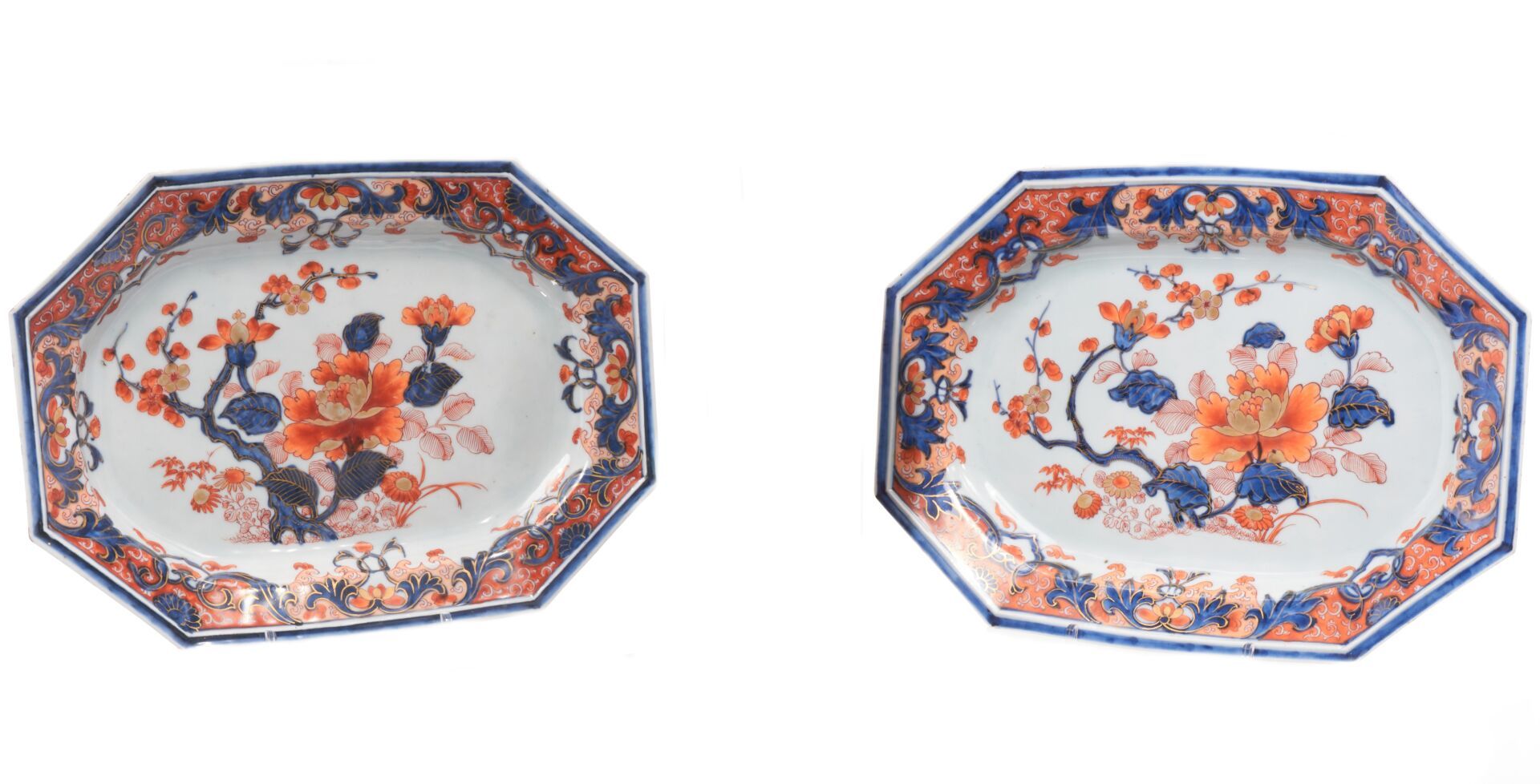 Null China
Two rectangular porcelain dishes with blue, red and gold Imari decora&hellip;