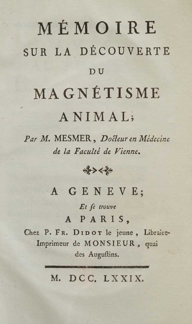 Null MESMER (Franz-Anton). Mémoire sur la découverte du magnétisme animal. À Gen&hellip;