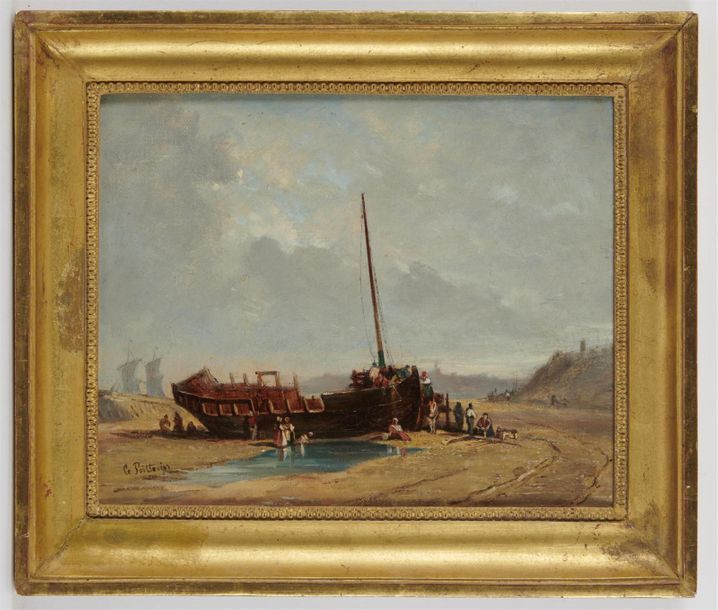 Null Eugène LE POITTEVIN (1806-1870)
Le Bateau échoué
Huile sur toile signée en &hellip;
