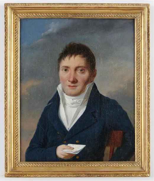 Null ECOLE FRANCAISE du XIXème siècle
Portrait d'homme tenant une lettre 
Huile &hellip;