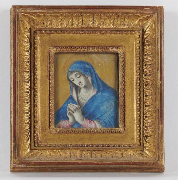 Null ECOLE du XIXe siècle 
La Vierge en Prière 
Dessin au crayon et aquarelle su&hellip;