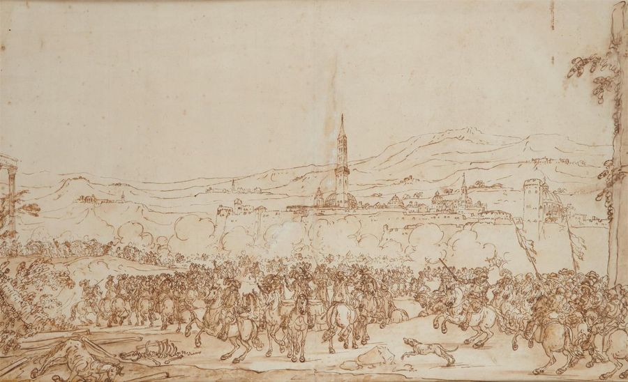 Null Attribué à Francesco SIMONINI (Parme 1686 - Venise 1753)
Scène de bataille &hellip;