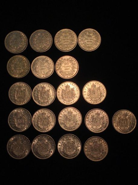 Null FRANCE, Vingt pièces de 20 francs or Napoléon III et Napoléon Lauré, compre&hellip;
