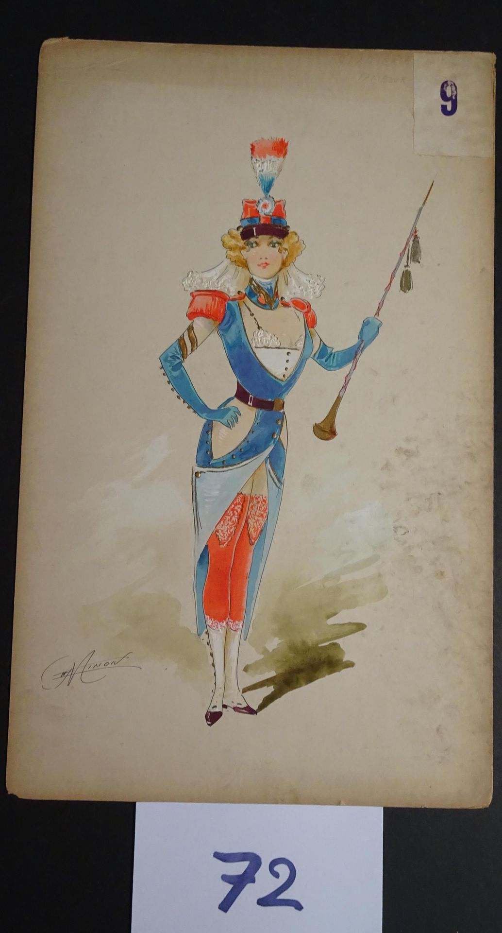 MINON 铭恩公司

"步兵"，约1880年。为一本杂志制作的服装模型。水彩水粉，印度墨水，已签名。40 x 25厘米。