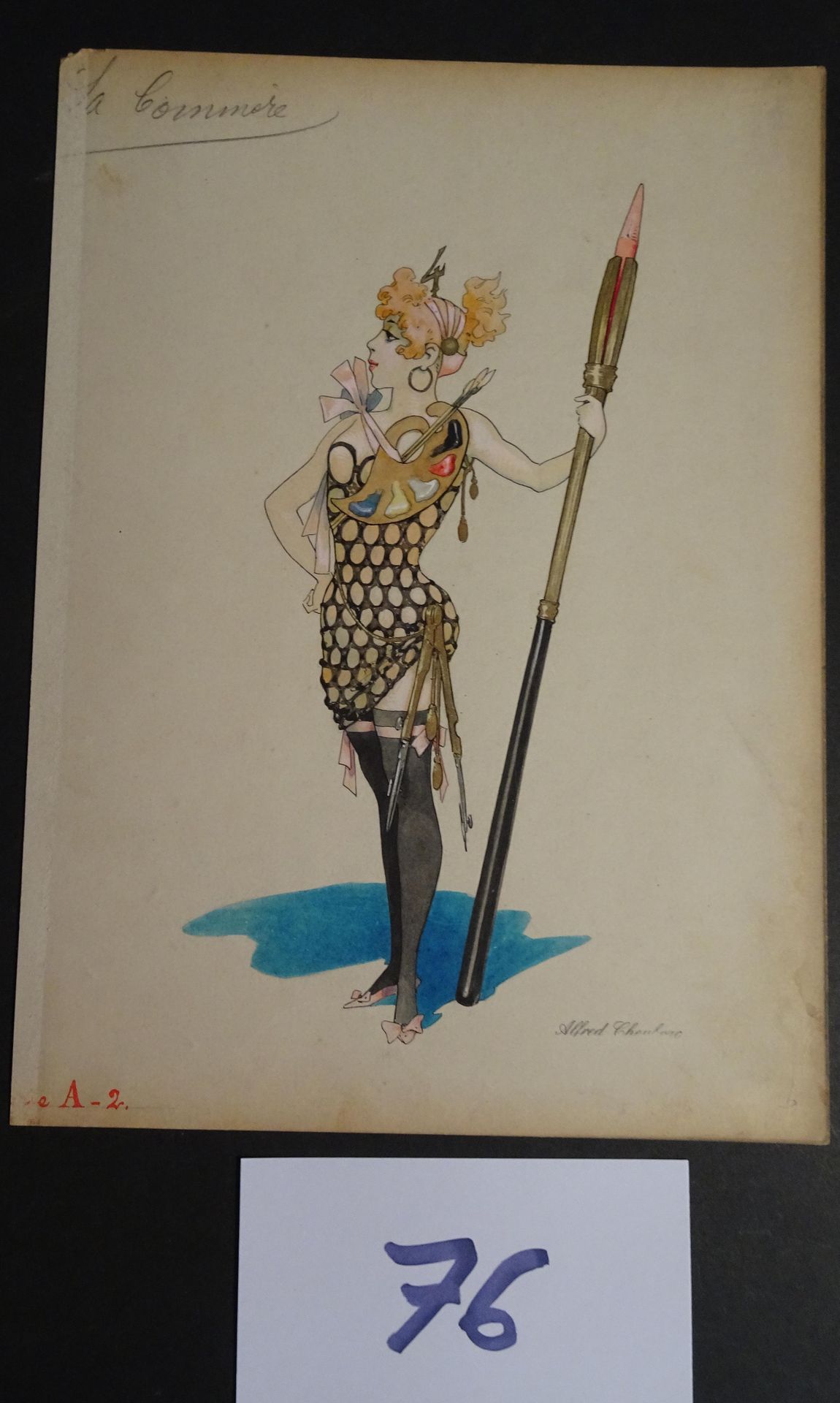 CHOUBRAC 丘巴克-阿尔弗雷德（1853-1902）。

"画家 "约1900年。 为音乐厅创作的服装。纸板上的水粉和印度墨水，已签名。31 x 23 c&hellip;