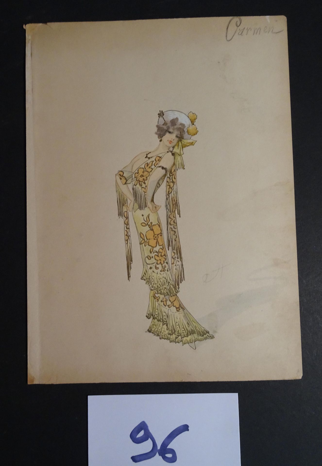 CHOUBRAC 丘巴克-阿尔弗雷德（1853-1902）。

"卡门 "约1900年。为音乐厅创作的服装。一套2幅水粉画，中国水墨，已签名。31 x 23 c&hellip;