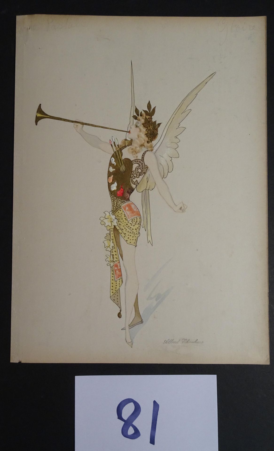 CHOUBRAC 丘巴克-阿尔弗雷德（1853-1902）。

"荣耀" 约1900年。为音乐厅创作的服装。纸板上的水粉和印度墨水，已签名。31 x 23 cm&hellip;