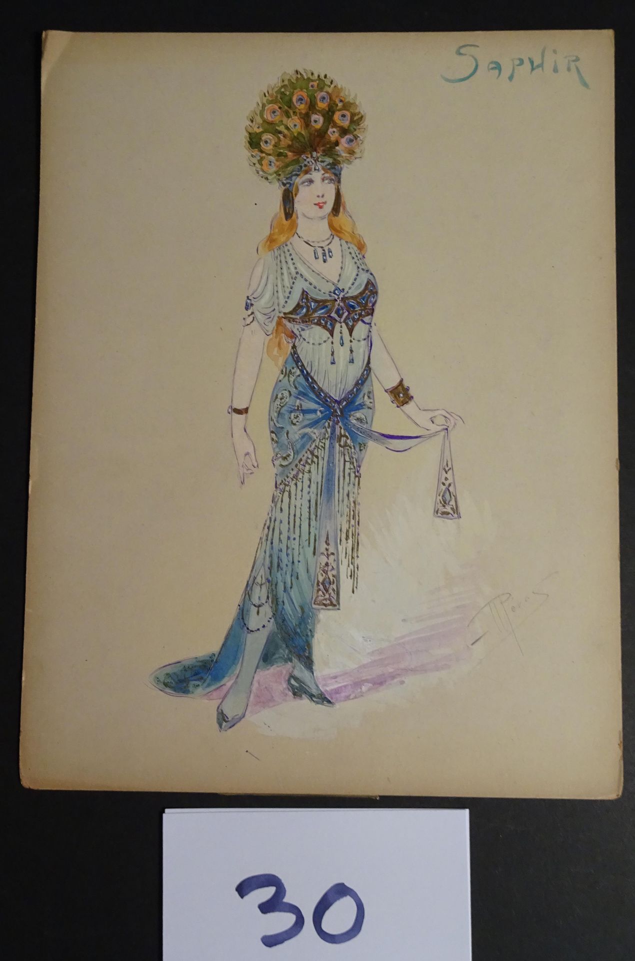 PERAS PERAS

"Saphir" c.1900. Dress created for the music-hall. Gouache on cardb&hellip;