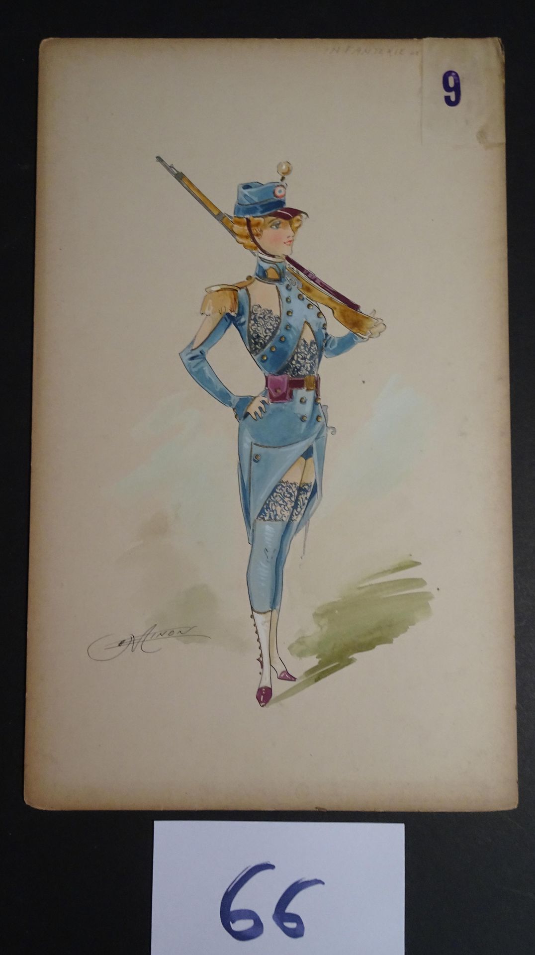 MINON MINON

"Fanteria" c.1880. Modello di un costume per una rivista. Acquerell&hellip;