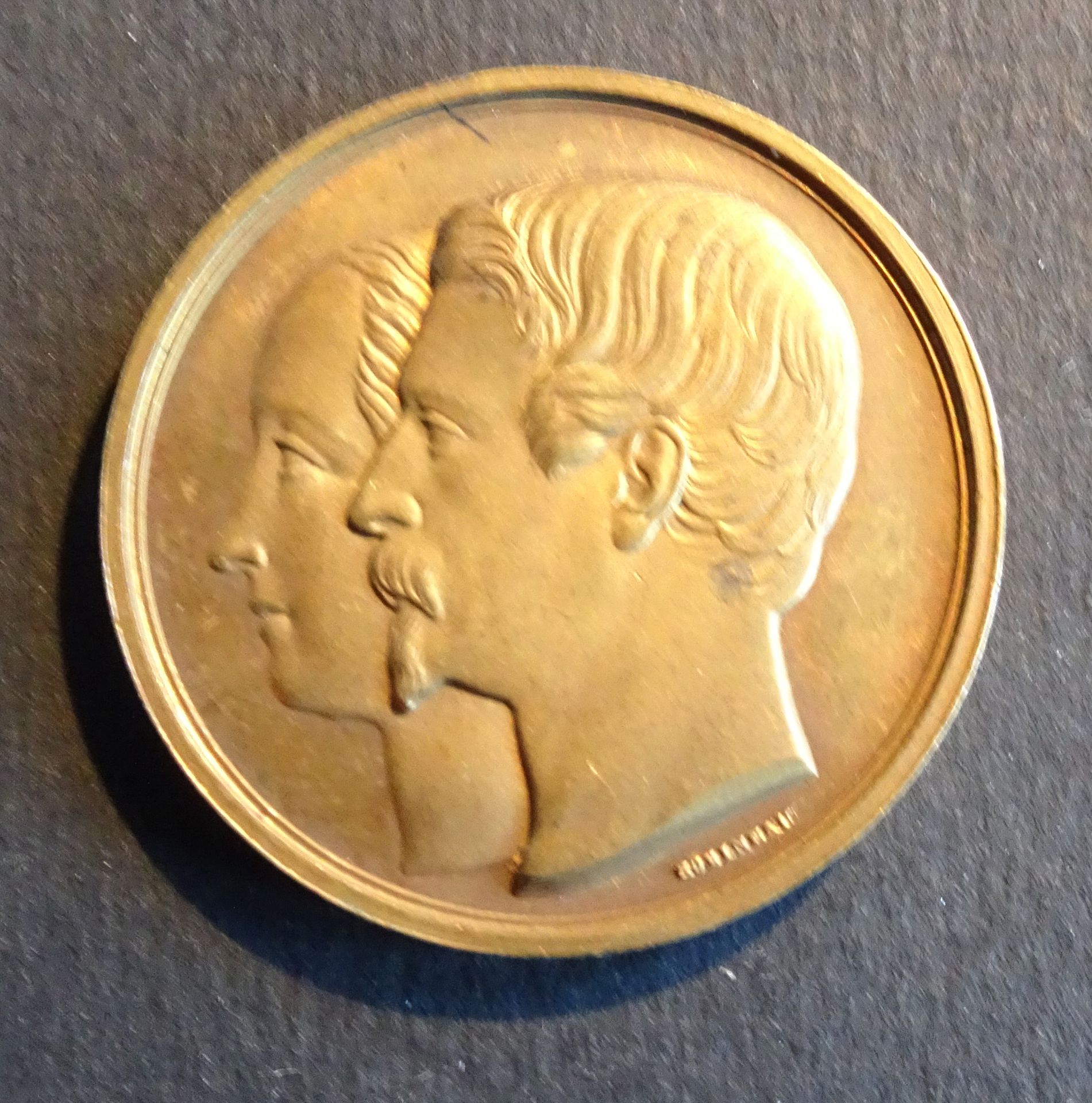 Null Medaille von Napoleon III. Mit Kaiserin Eugenie am 30.01.1853 in Notre Dame&hellip;