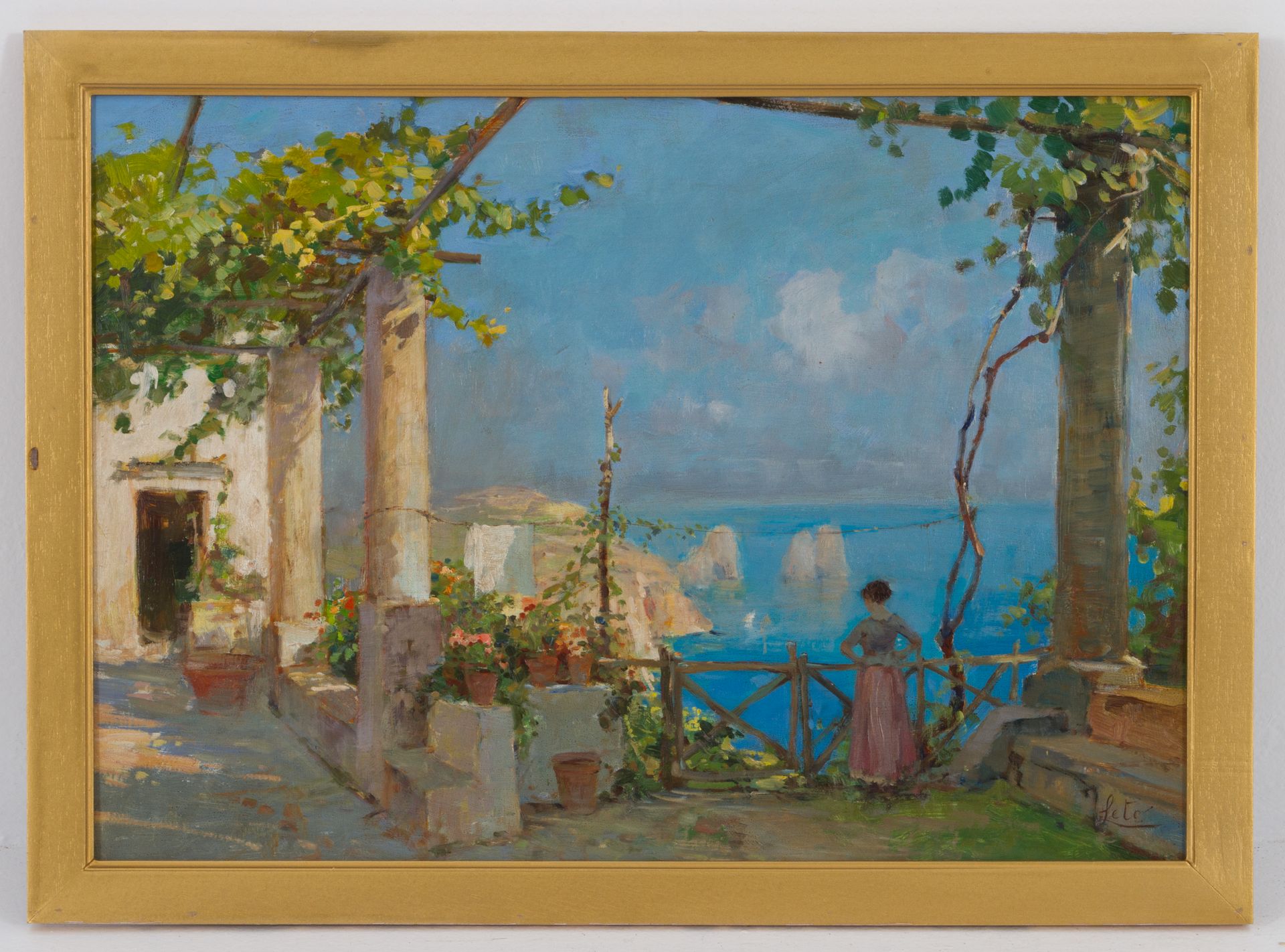 ANTONINO LETO. Oil painting on cardboard ANTONINO LETO (Monreale, 1844 - Capri, &hellip;