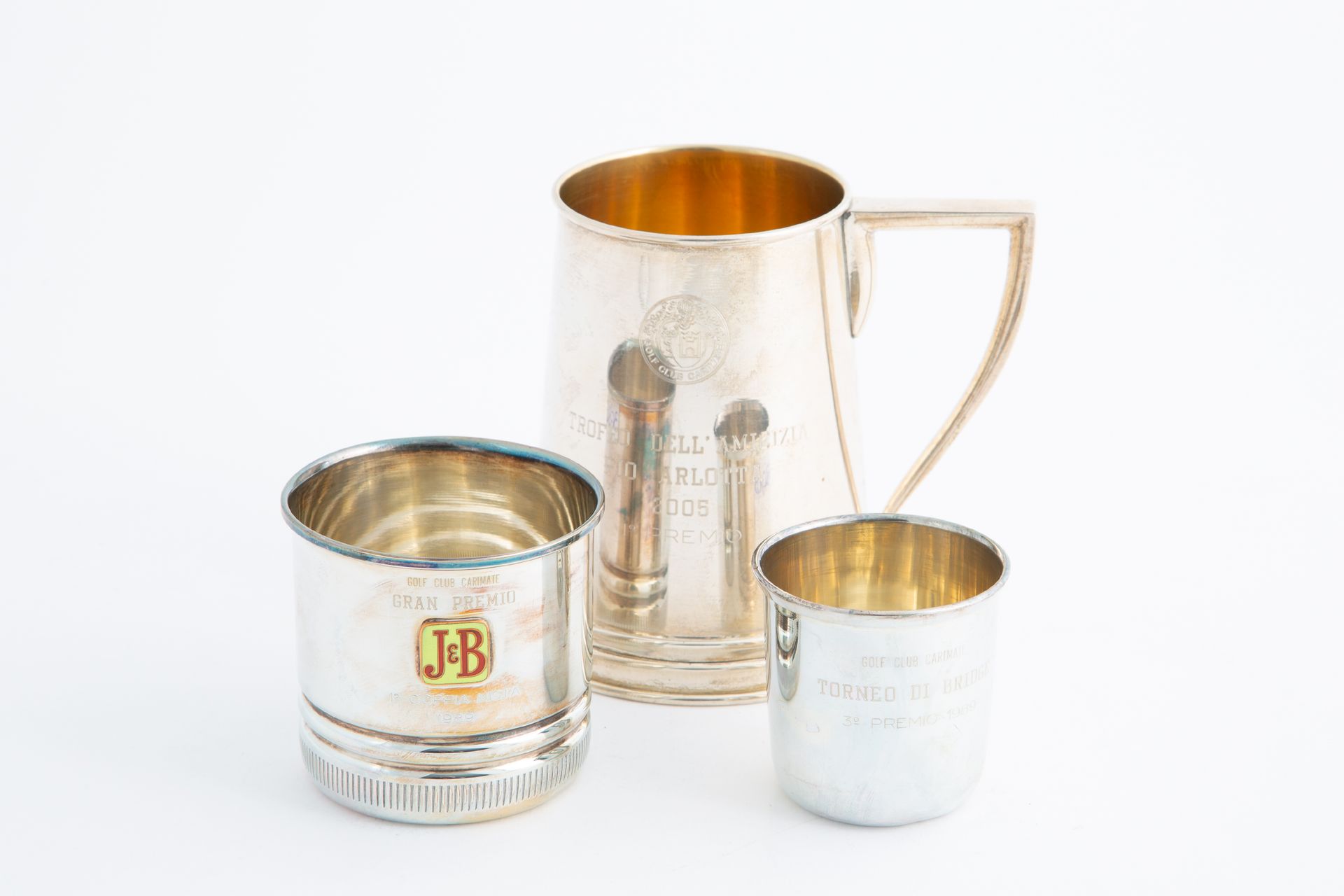 925 silver jug and two 800 silver glasses Une chope en argent 925 et deux verres&hellip;