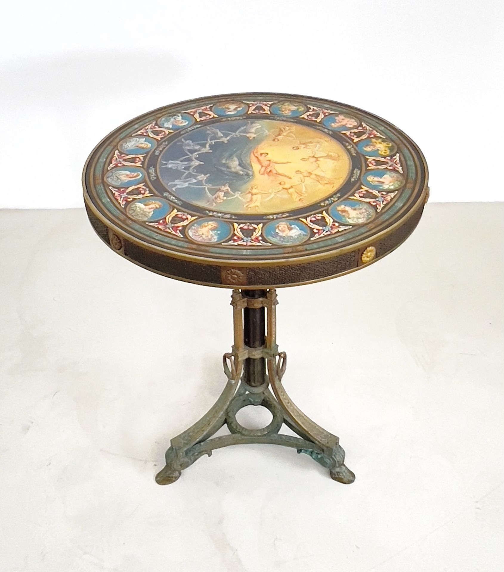 Small bronze & painted slate table. Liguria 1950s Petite table en bronze avec pl&hellip;