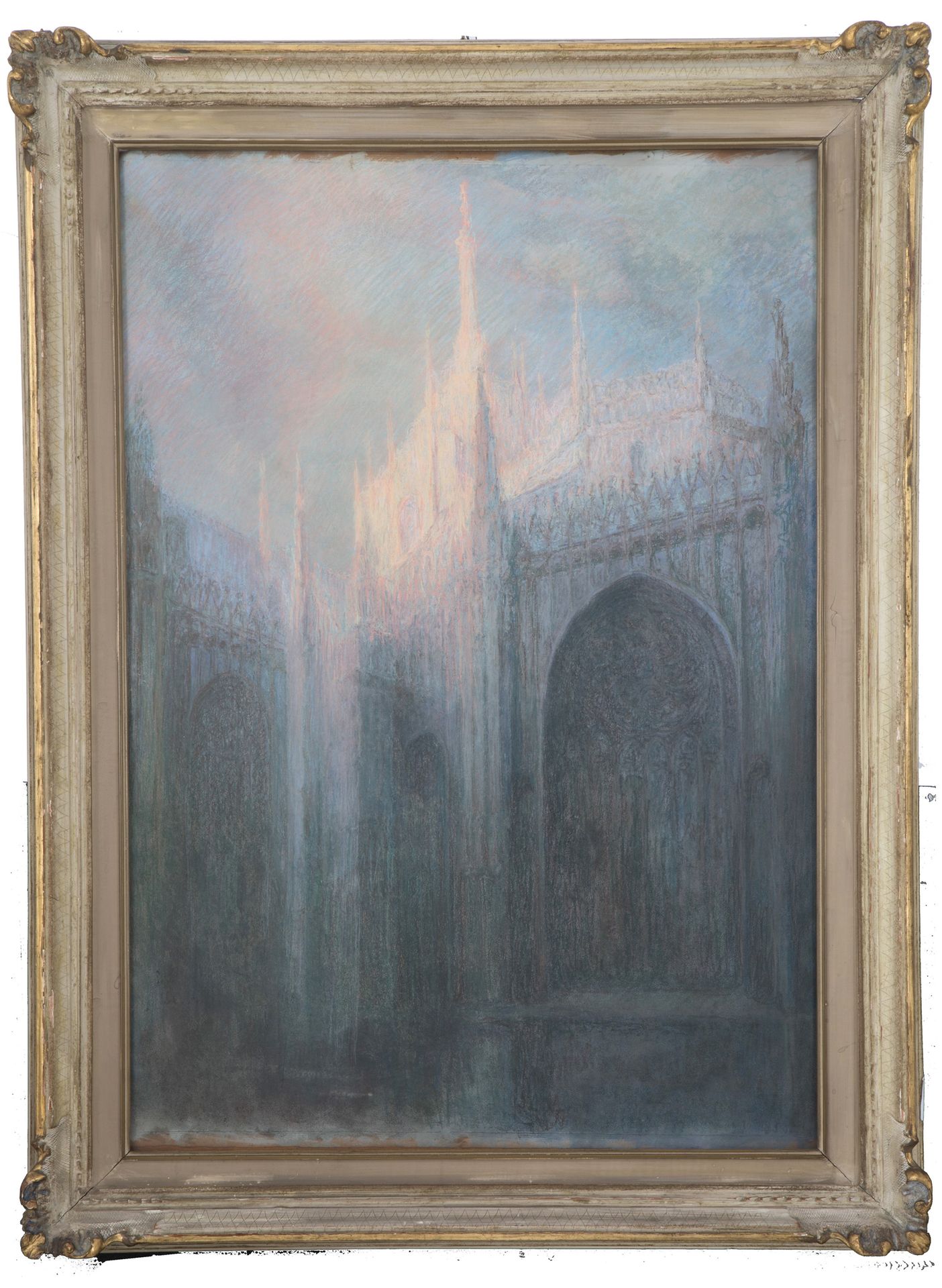 Pastel "DUOMO" Pastel on cardboard depicting "DUOMO." Early 20th century. Framed&hellip;