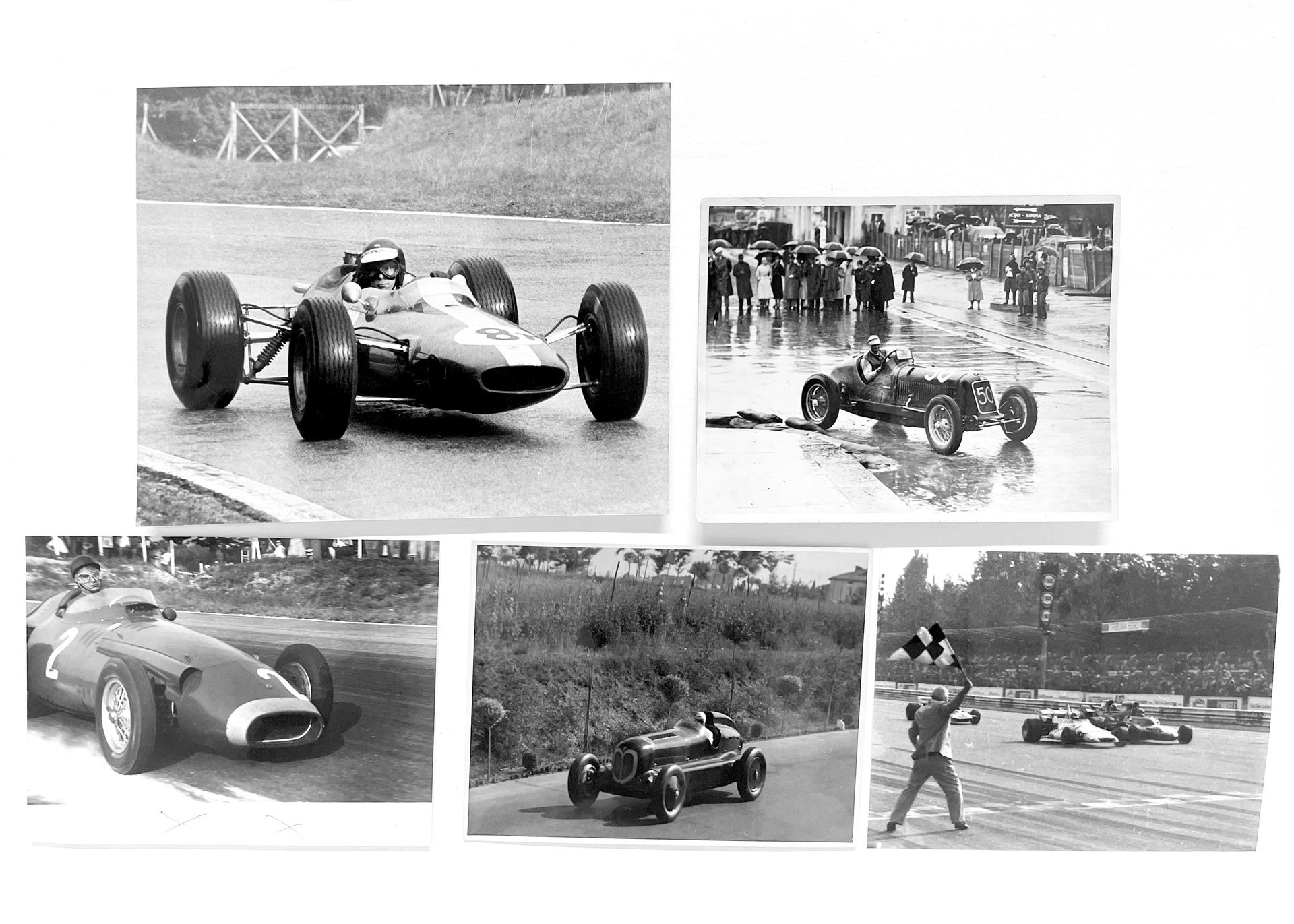 Five motoring photographs Serie di cinque fotografie sull'automobilismo raffigur&hellip;