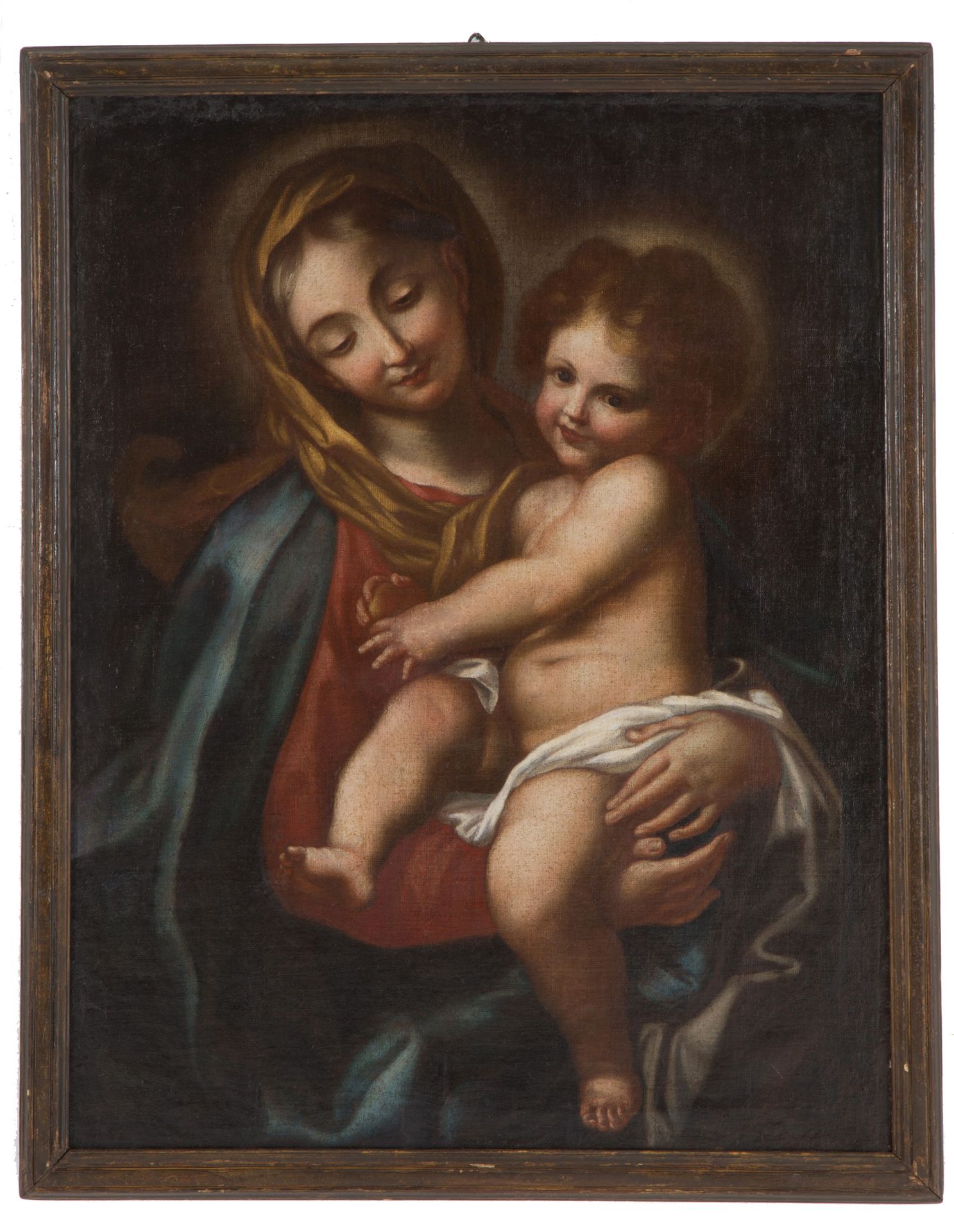 DOMENICO PIOLA. Painting "MADONNA WITH CHILD" 描绘 "带孩子的夫人 "的布上油画。在当代框架内。98x75厘米左右&hellip;