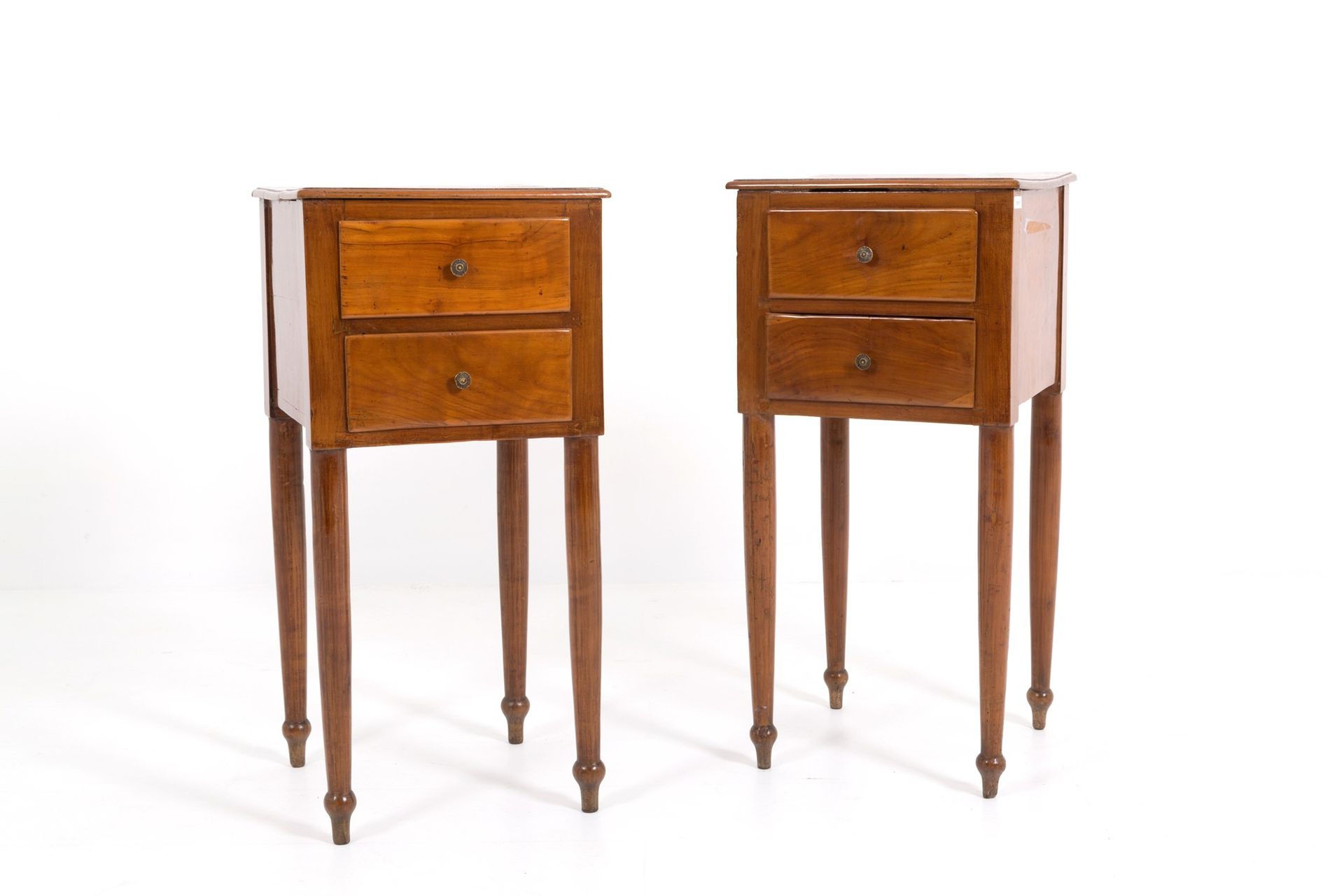 Pair of bedside tables Pair of bedside tables in blond walnut with two drawers a&hellip;