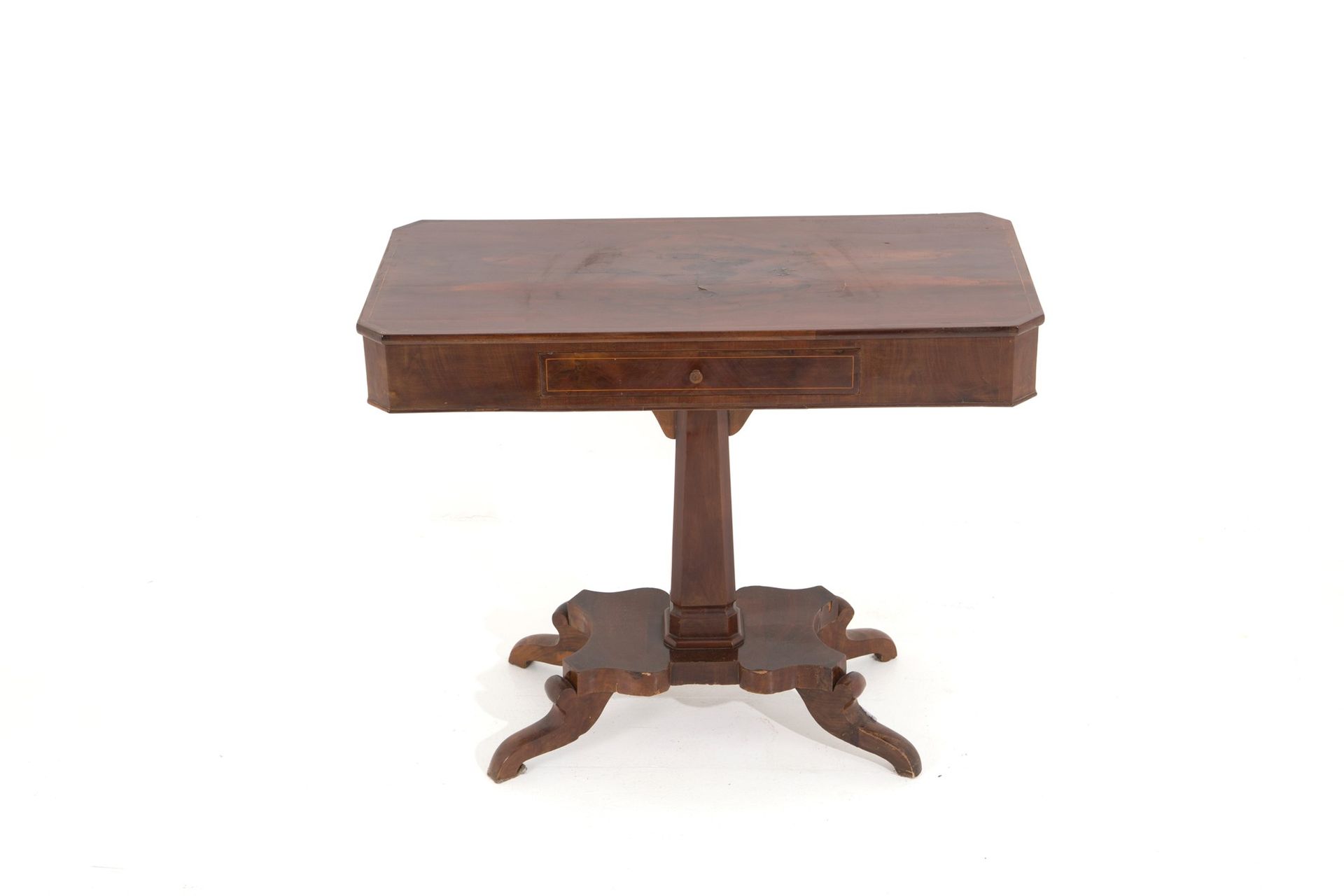 Console table 胡桃木咖啡桌-带抽屉的底座。19世纪。缺陷。72x89x42厘米左右。